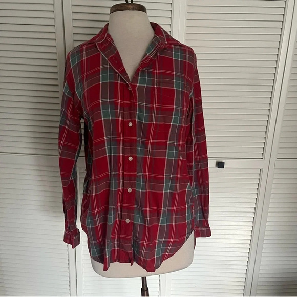 Ralph Lauren Denim & Supply red plaid boyfriend button front shirt medium - Picture 1 of 9